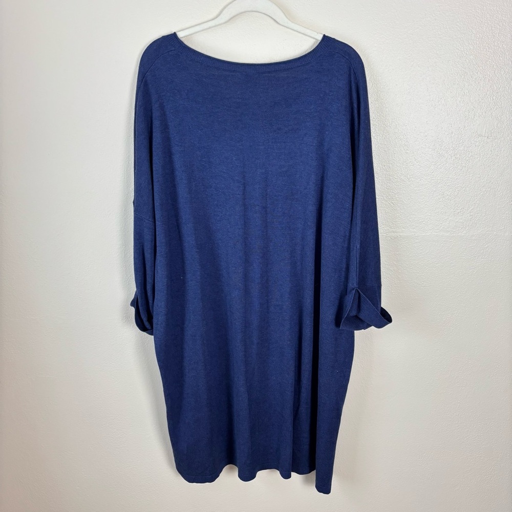 Poetry Tunic Dress Silk Cashmere Blend Cuff Sleeve Women’s Sz 16 Royal Blue VP37 - Picture 6 of 7